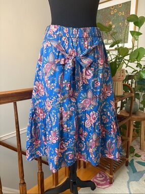 J. Crew x Liberty Fabric Blue Paisley Midi Skirt
